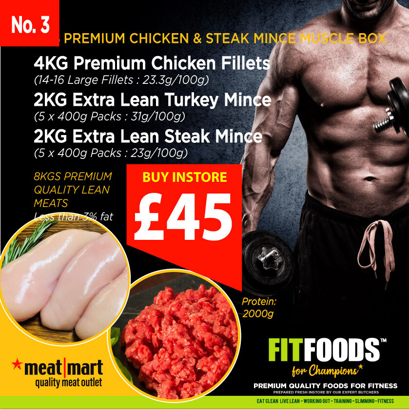 FIT FOODS - PREMIUM CHICKEN & STEAK MINCE MUSCLE BOX (PACK 3)*