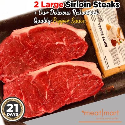 Steak Club - 2 Large Prime Sirloin Steaks with Pepper Sauce