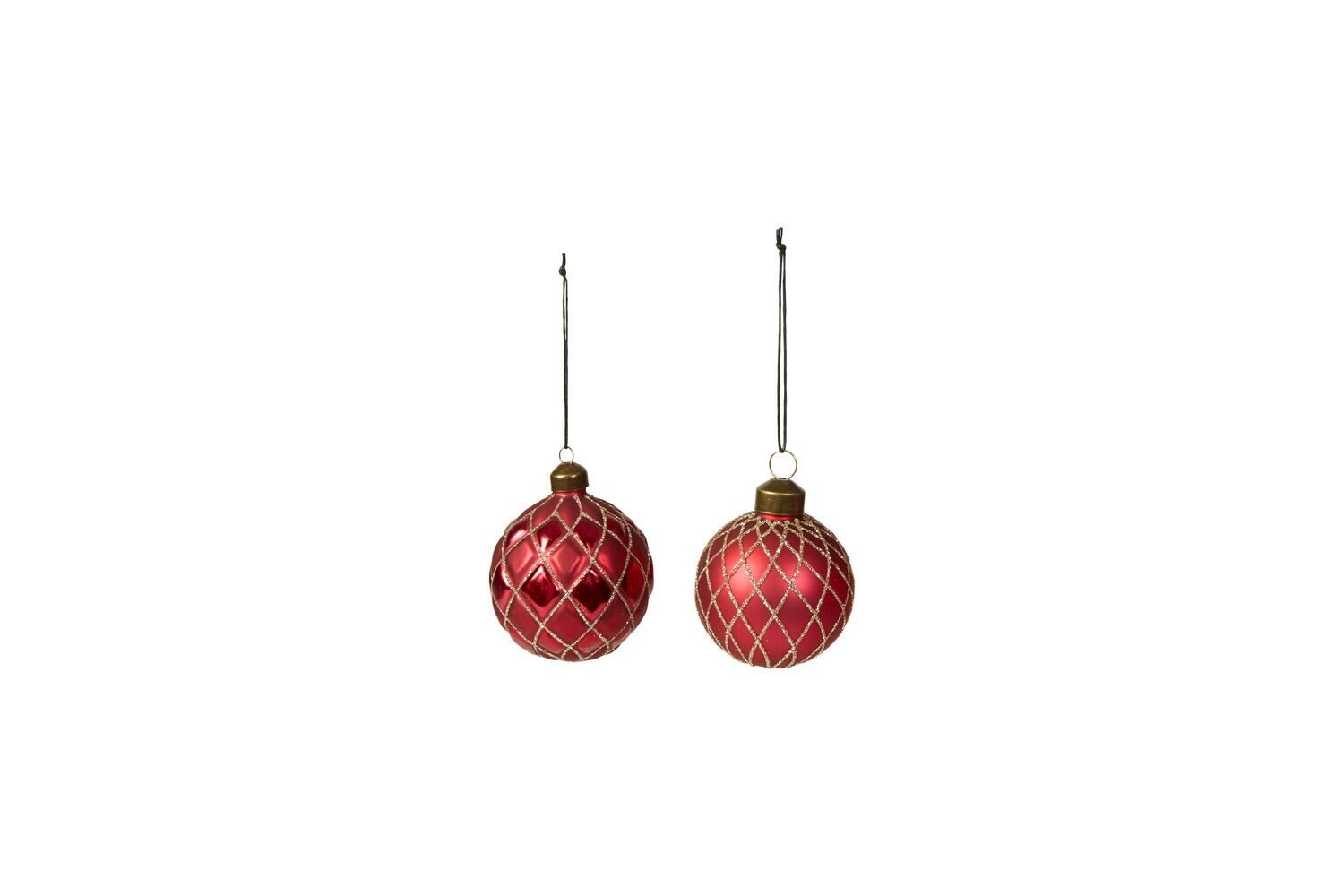 Ornament, Glass, Red, 2pcs. Ø6cm