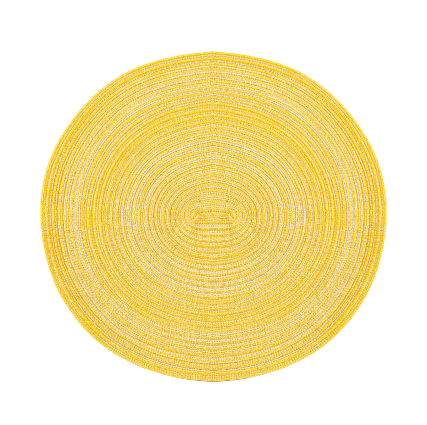 Ümmargune kollane lauamatt, pestav ja määrdumiskindel.
Apaļas formas galda paliktnis, izturīgs, veidots no pinuma.