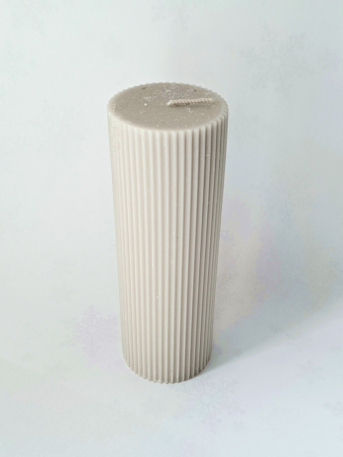 Candle, Ribbed, Grey, H20cm