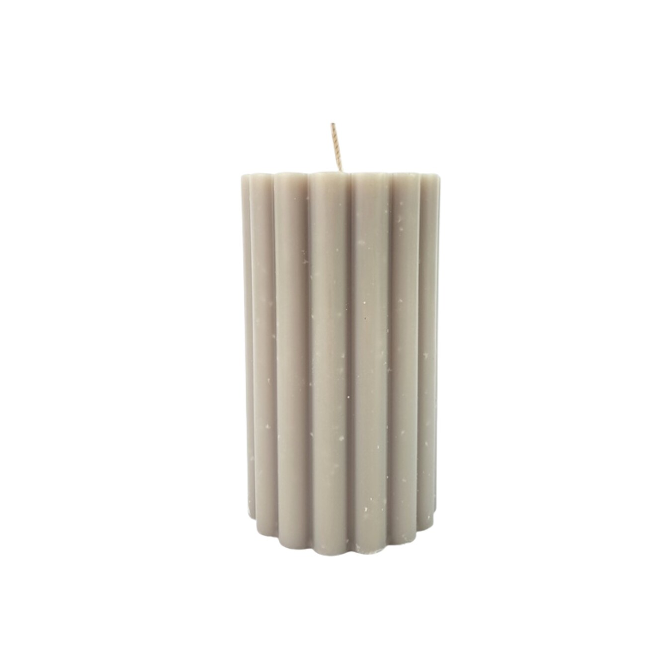 Candle, Ribbed, Grey, H12cm