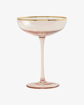 Goldie Cocktail Glass, Peach, Gold Rim