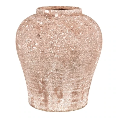 Rustic pot in ceramics. Light brown and beige color. 