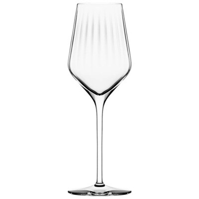 White wine glass from the symphony line, produced by Stölzle Lausitz. On a white background. 