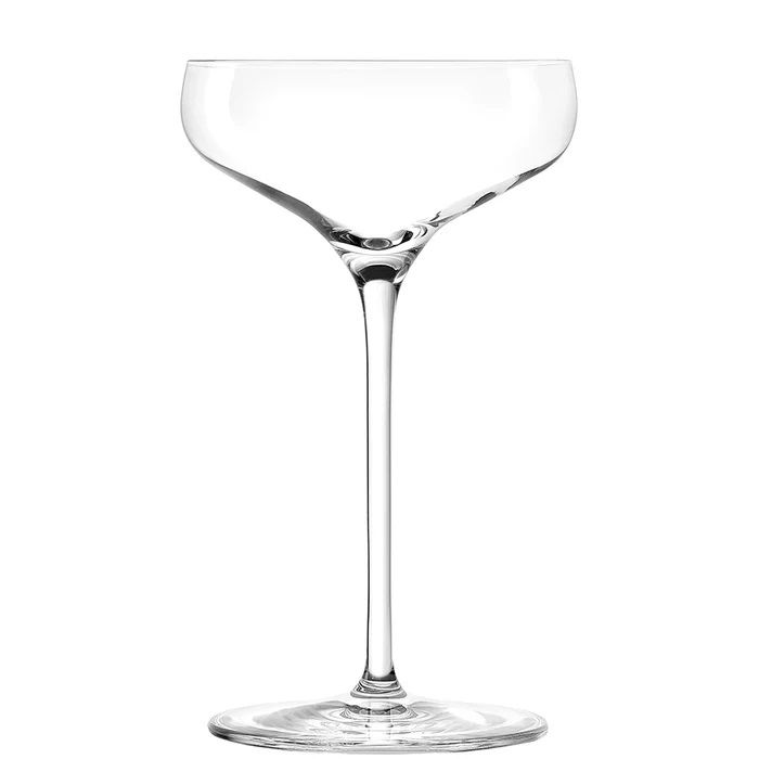  A champagne saucer on a white background.