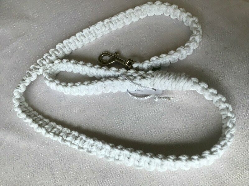 Macrame Dog Lead - White