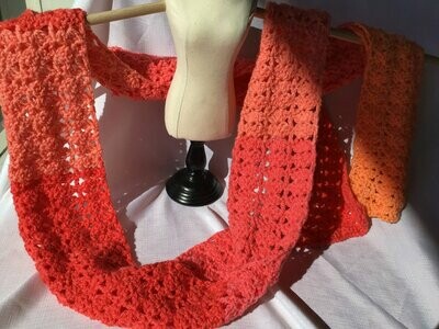 Crochet Infinity Scarf - Oranges