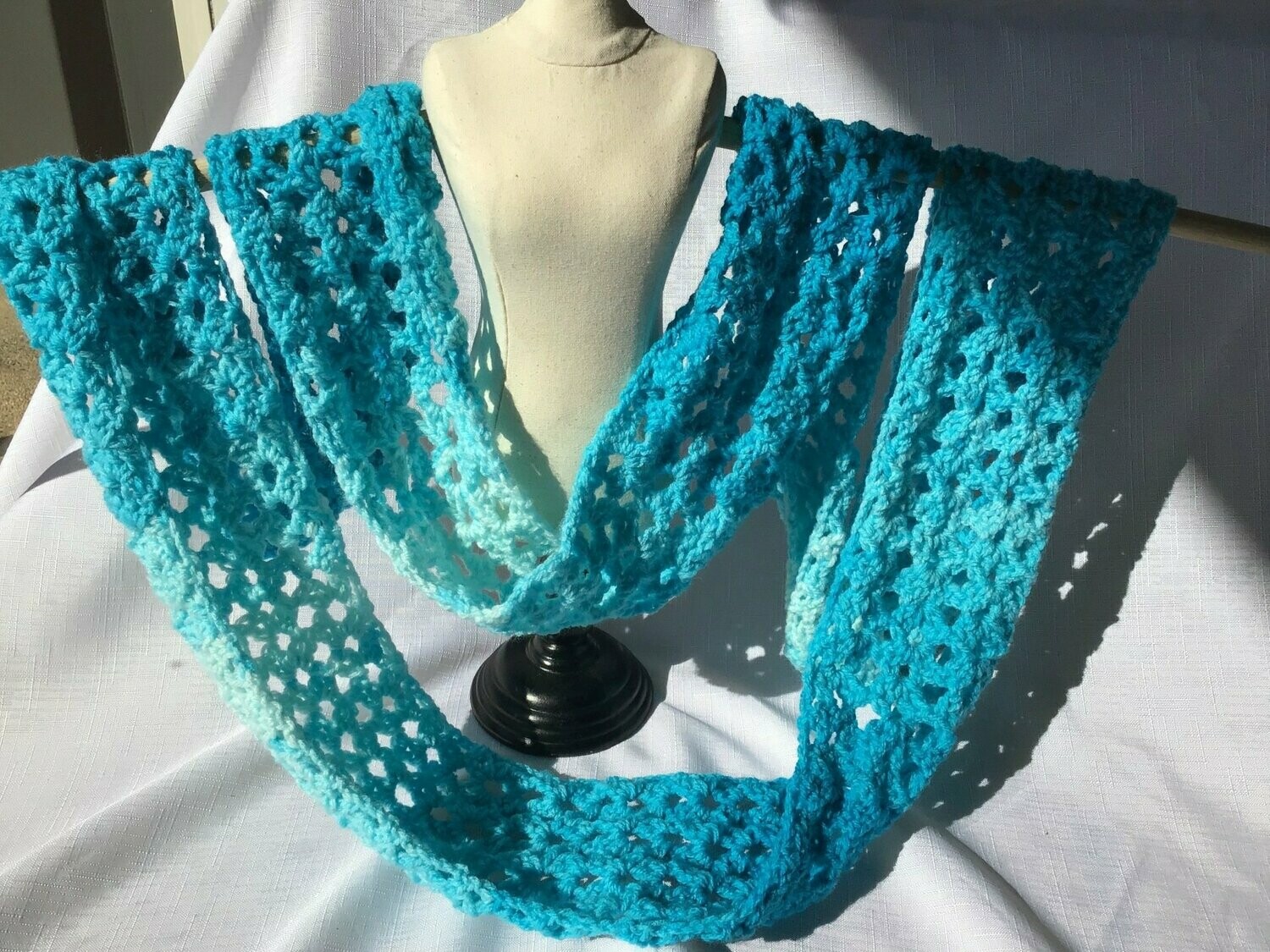 Crochet Infinity Scarf - Blues