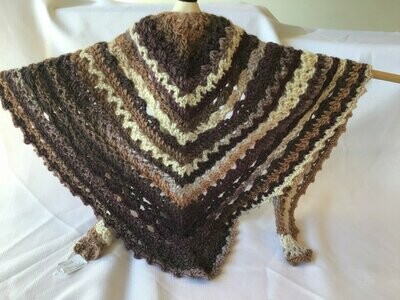 Crochet Shawl - Brown Cream