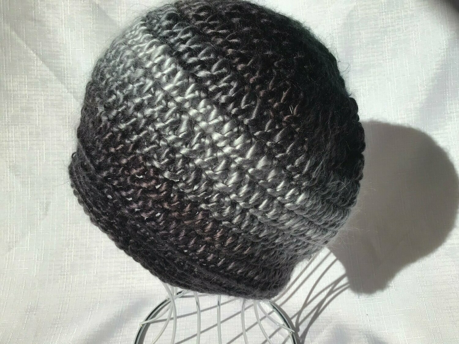 Crochet Beanie - Black Grey