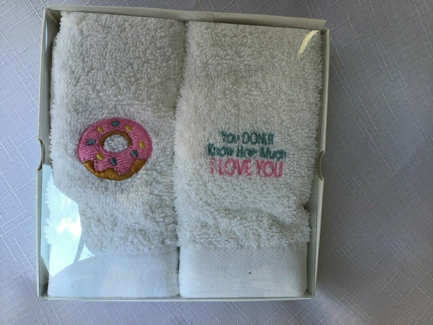 Pair of Embroidered Facewashers - Donut Pink