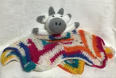 Crochet Lovey - Colourful Cow