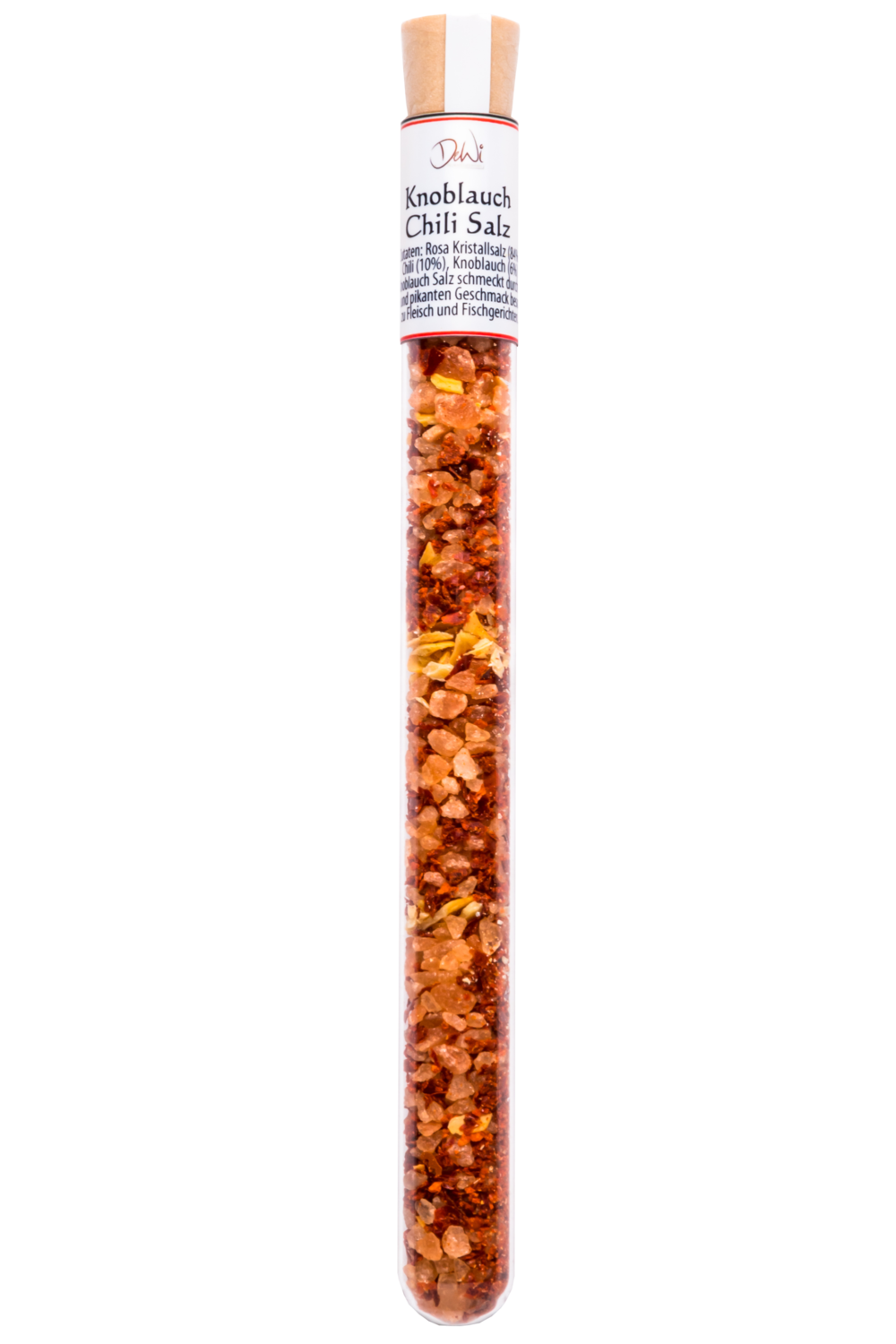 Knoblauch-Chili Salz im Reagenzglas - Inhalt 17 g (173,50 €/kg)
