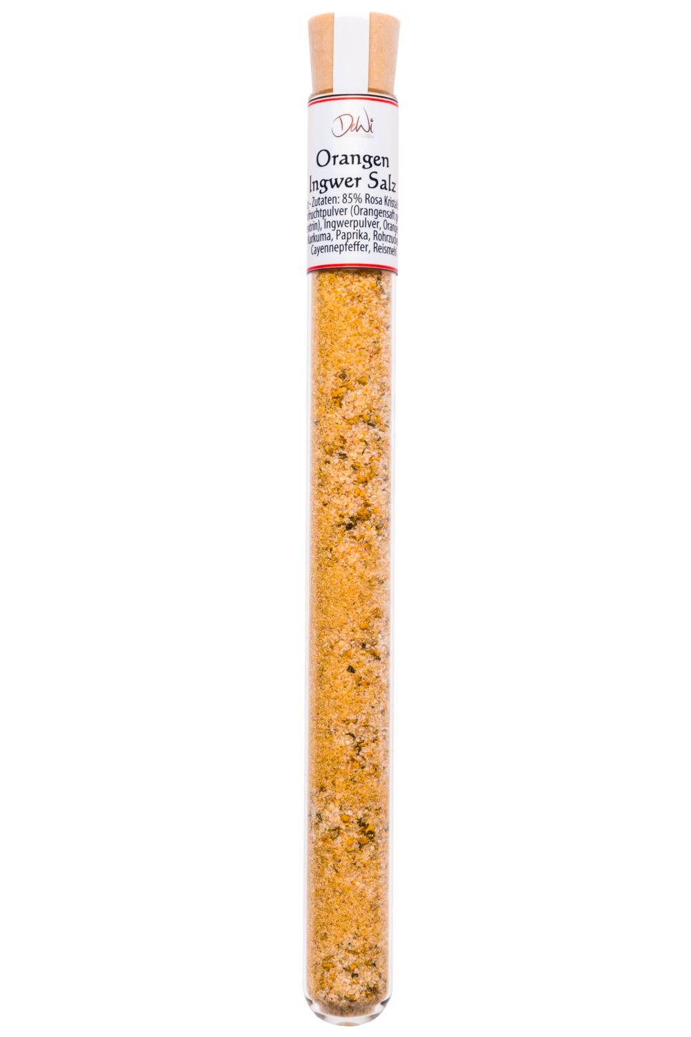 Orangen Ingwer Salz im Reagenzglas - Inhalt 18 g (163,90 €/kg)