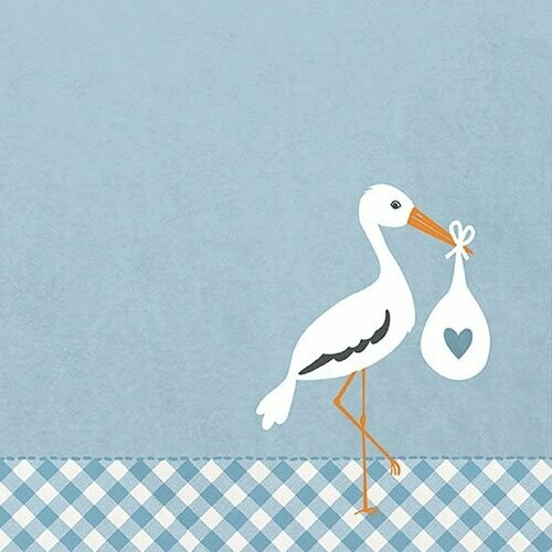 Ambiente Serviette Storch hellblau  33 x 33 cm