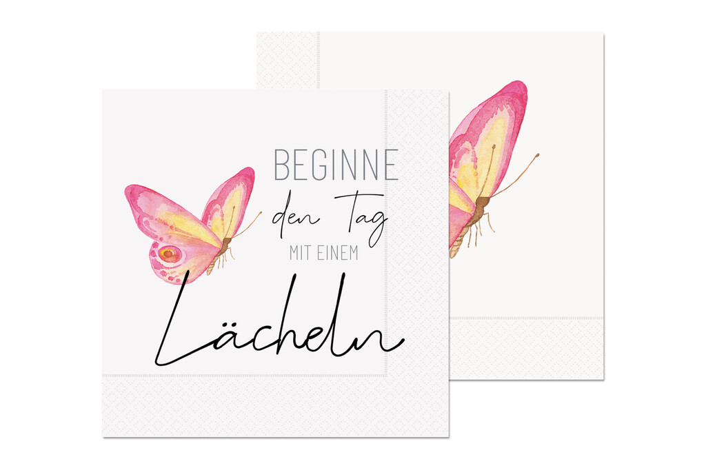 Serviette "Beginne den Tag mit einem Lächeln"  33 x 33 cm