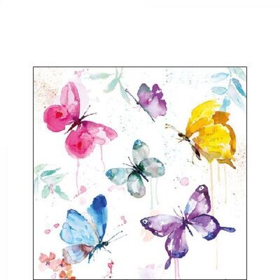 Ambiente Serviette 25 x 25 cm Butterfly Collection White