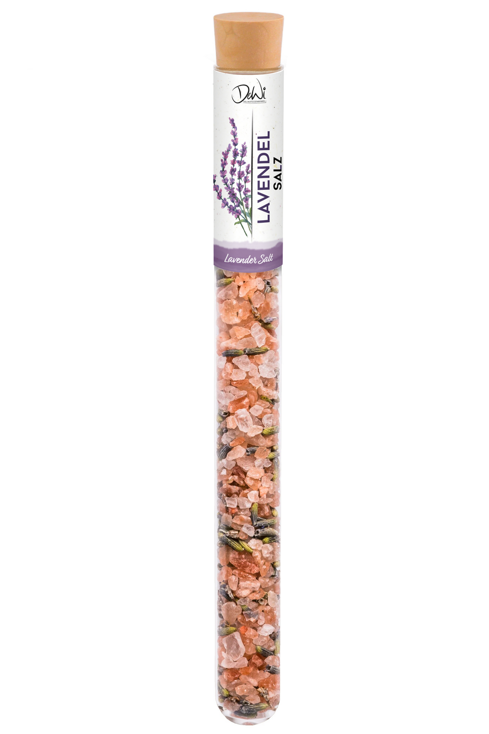 DeWi Lavendel Salz im Reagenzglas - Inhalt 15 g (196,70 €/kg)