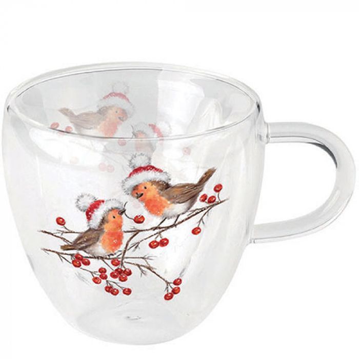 Ambiente doppelwandiges Glas  Ambiente doppelwandiges Glas "Christmas robins"