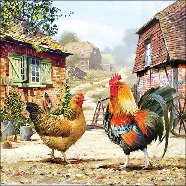 Ambiente Serviette 33 x 33 cm Rooster Ranch Ambiente Serviette 33 x 33 cm Rooster Ranch