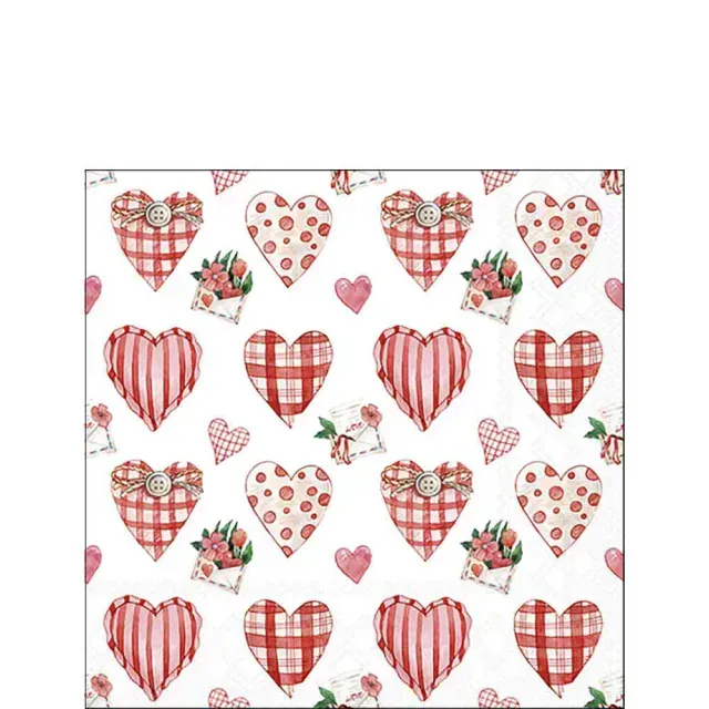 Ambiente Serviette 25 x 25 cm Lovely hearts Ambiente Serviette 25 x 25 cm Lovely hearts