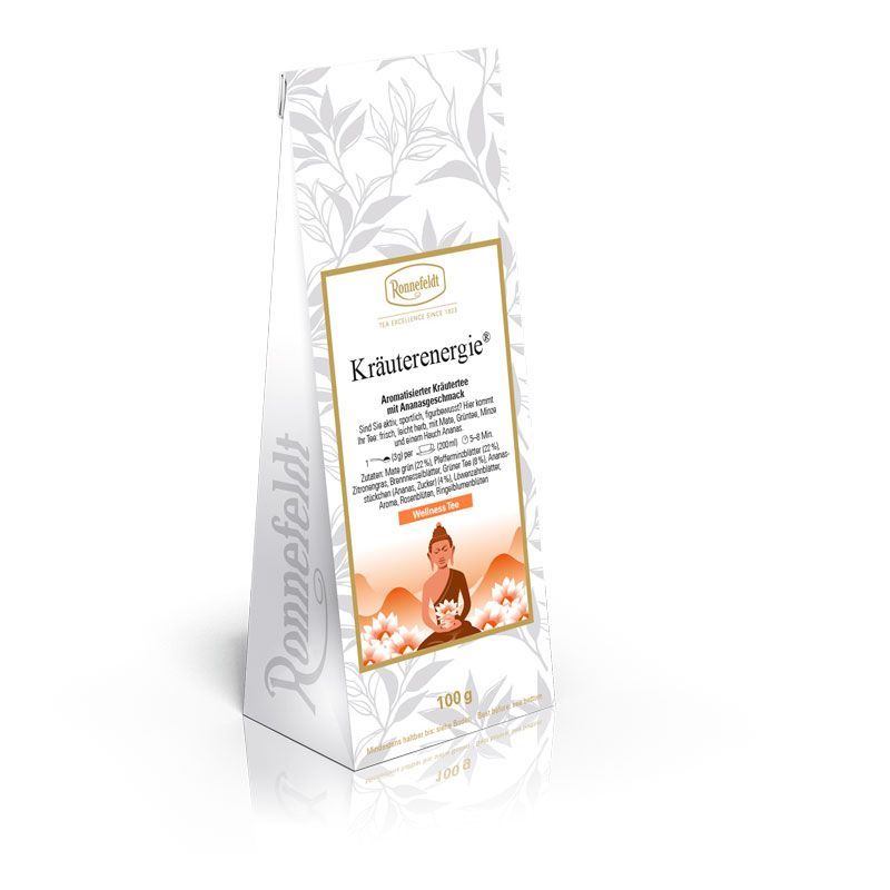 Ronnefeldt Kräuterenergie - Aromatisierter Kräutertee mit Ananasgeschmack 100 g ( 62,00 € / kg) Ronnefeldt Kräuterenergie - Aromatisierter Kräutertee mit Ananasgeschmack 100 g ( 62,00 € / kg)