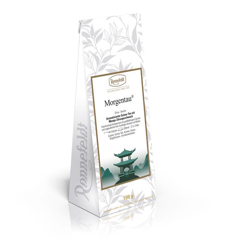 Ronnefeldt Morgentau Aromatisierter Grüner Tee mit Mango-Zitrusgeschmack 100 g ( 74,00 € / kg) Ronnefeldt Morgentau Aromatisierter Grüner Tee mit Mango-Zitrusgeschmack 100 g ( 74,00 € / kg)