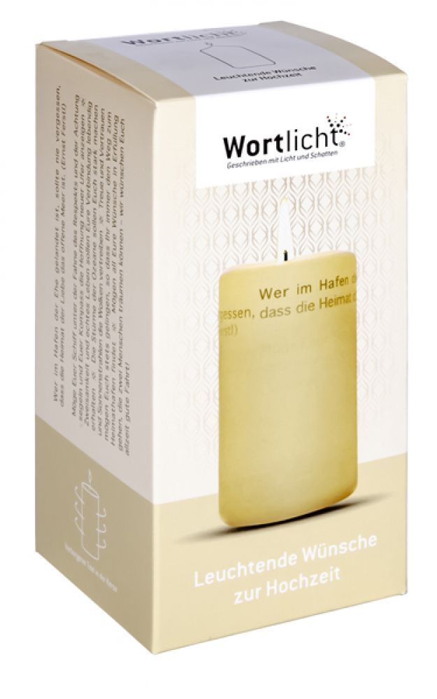Wortlicht "Leuchtende Wünsche zur Hochzeit"