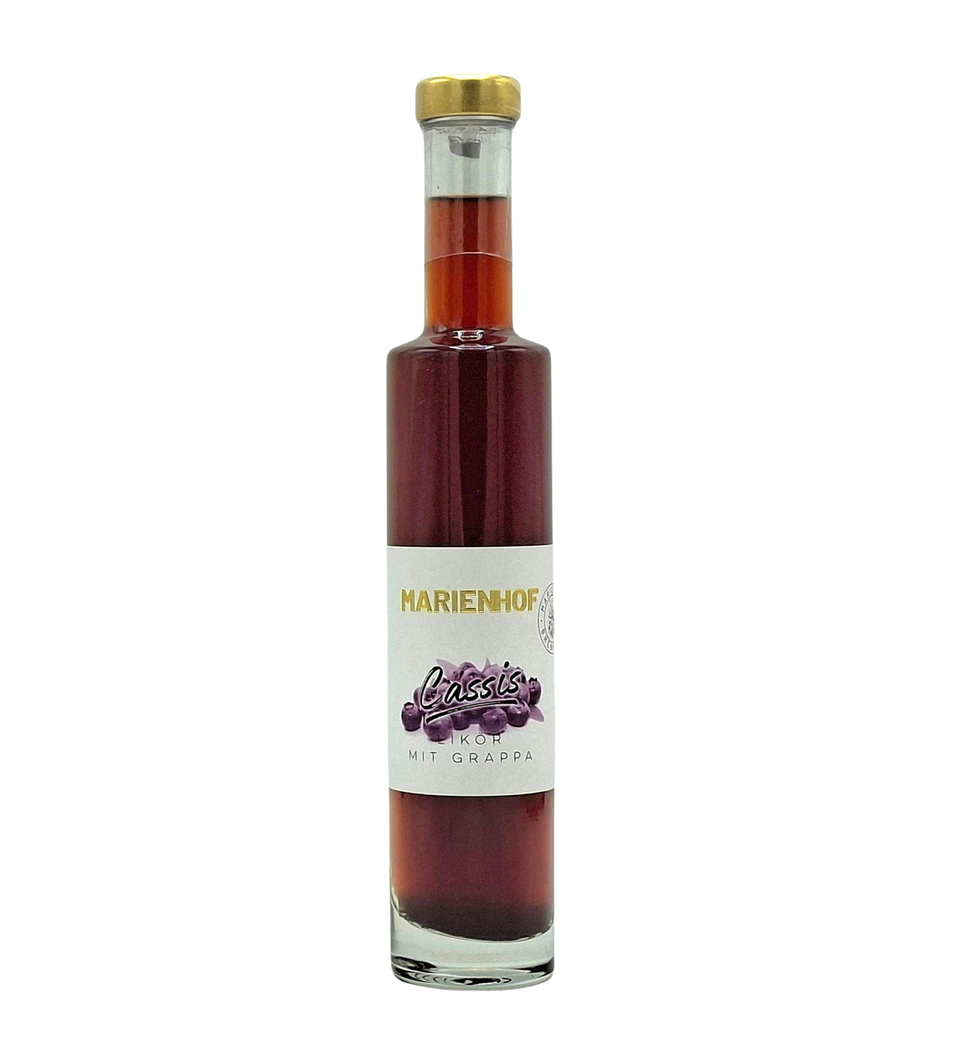 Marienhof Cassis Likör mit Grappa verfeinert 18 % Vol. 200 ml (54,75 €/ltr.) Marienhof Cassis Likör mit Grappa verfeinert 18 % Vol. 200 ml (54,75 €/ltr.)
