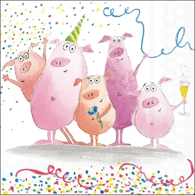 Ambiente Serviette  33 x 33 cm Festive pigs