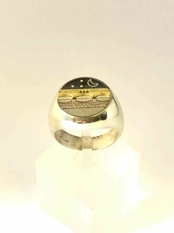 Anello Ponte Vecchio Argento 925 con Ponte Vecchio in Oro 18K