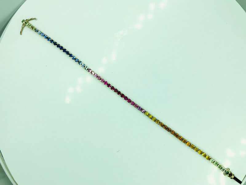 Tennis Oro18K con Zaffiri Rainbow