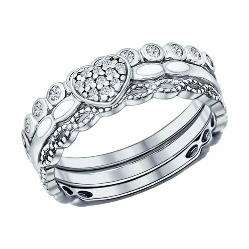 Серебряное наборное кольцо с фианитами