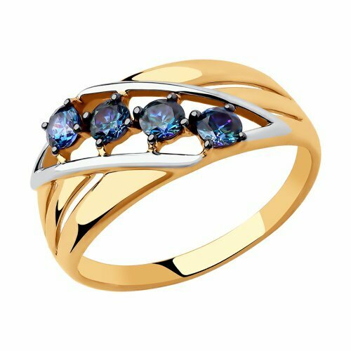 Кольцо из золота с синими Swarovski Zirconia, Размер: 16,5