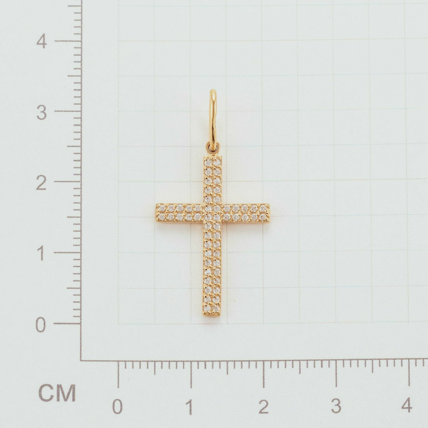 Крест СК23.01 с бесцветными фианитами золото 585