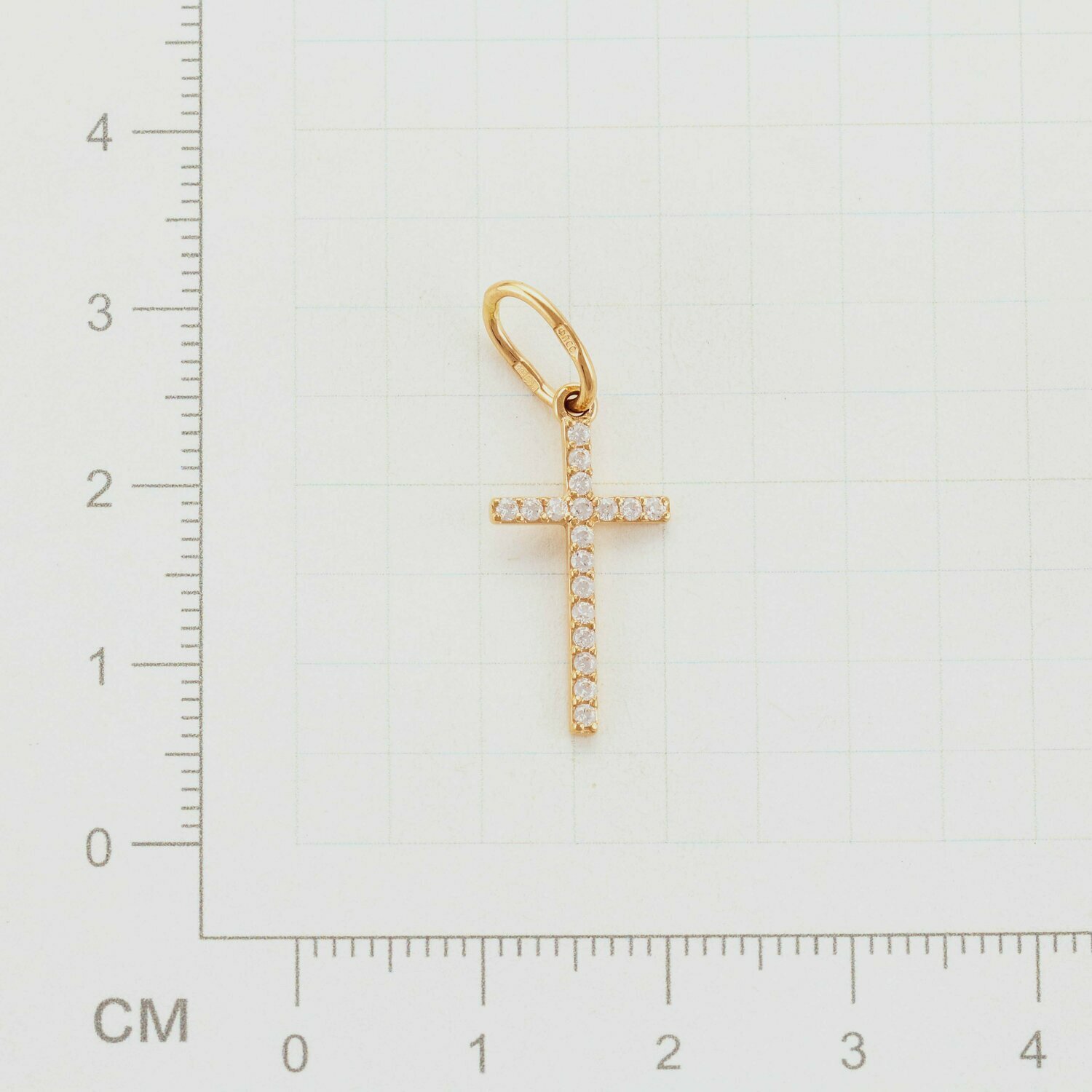 Крест СК18.09 с бесцветными фианитами золото 585