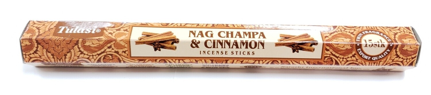 Tulasi: Nagchampa & Cinnamon Stick Incense (1 Unit 15 Sticks)