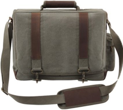 Vintage Canvas Pathfinder Laptop Bag With Leather Accents