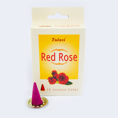 Tulasi Red Rose 15 Incense Cones (per pack)