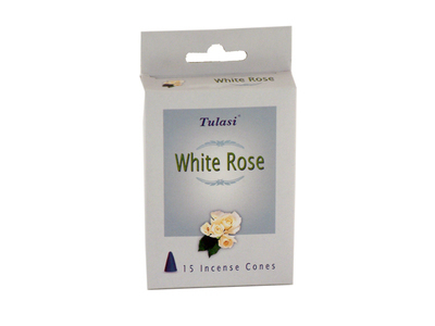Tulasi White Rose 15 Incense Cones (per pack)