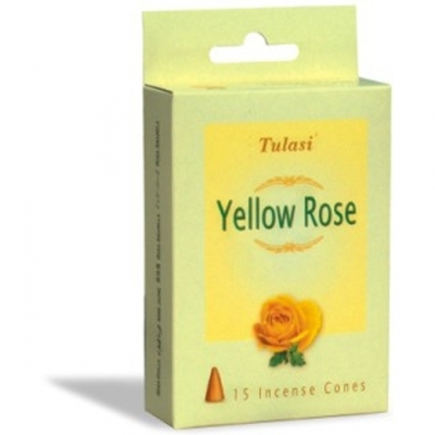 Tulasi Yellow Rose 15 Incense Cones (per pack)