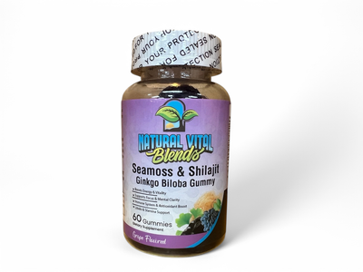 Natural Vital Blends Sea Moss &amp; Shilajit Ginkgo Biloba Gummies (60 Count)