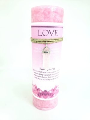 Love Candle with Rose Quartz Pendant