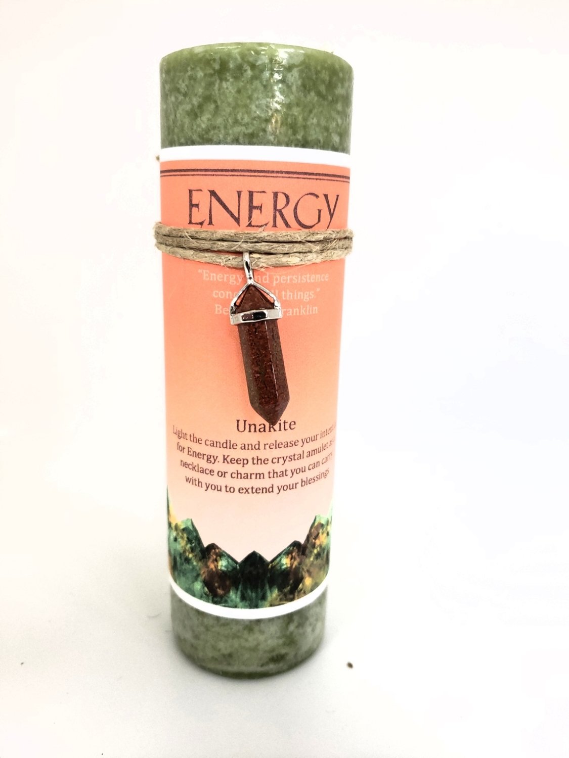Energy Candle with Unakite Pendant