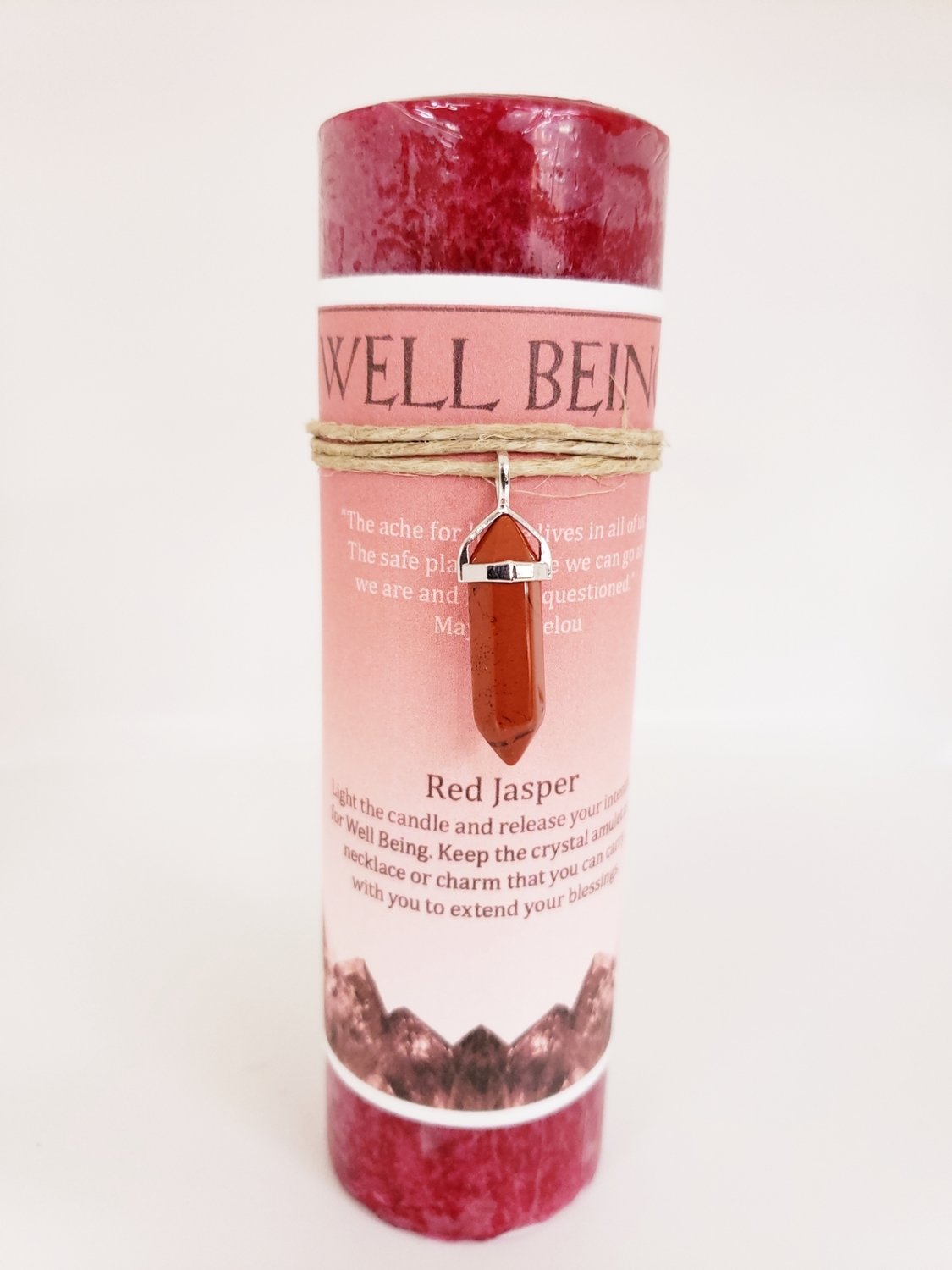 Well Being Candle with Red Jasper Pendant