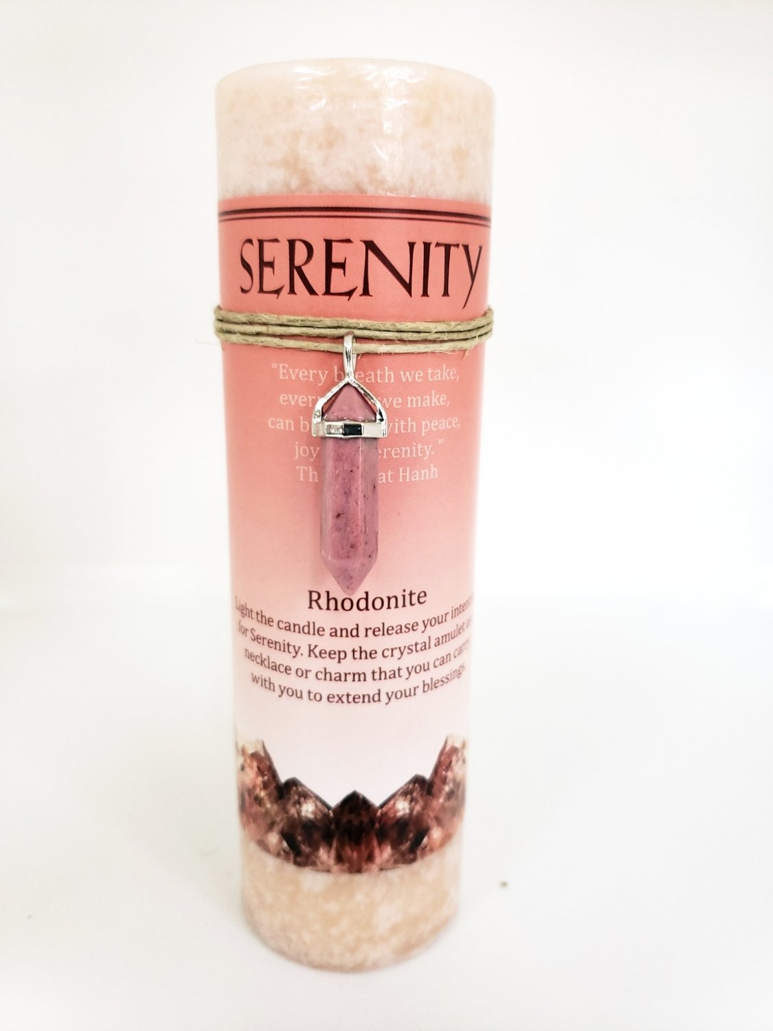 Serenity Candle with Rhodonite Pendant