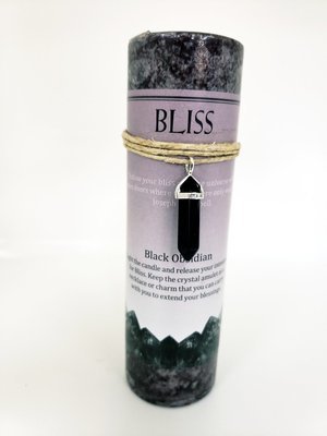 Bliss Candle with Black Obsidian Pendant 