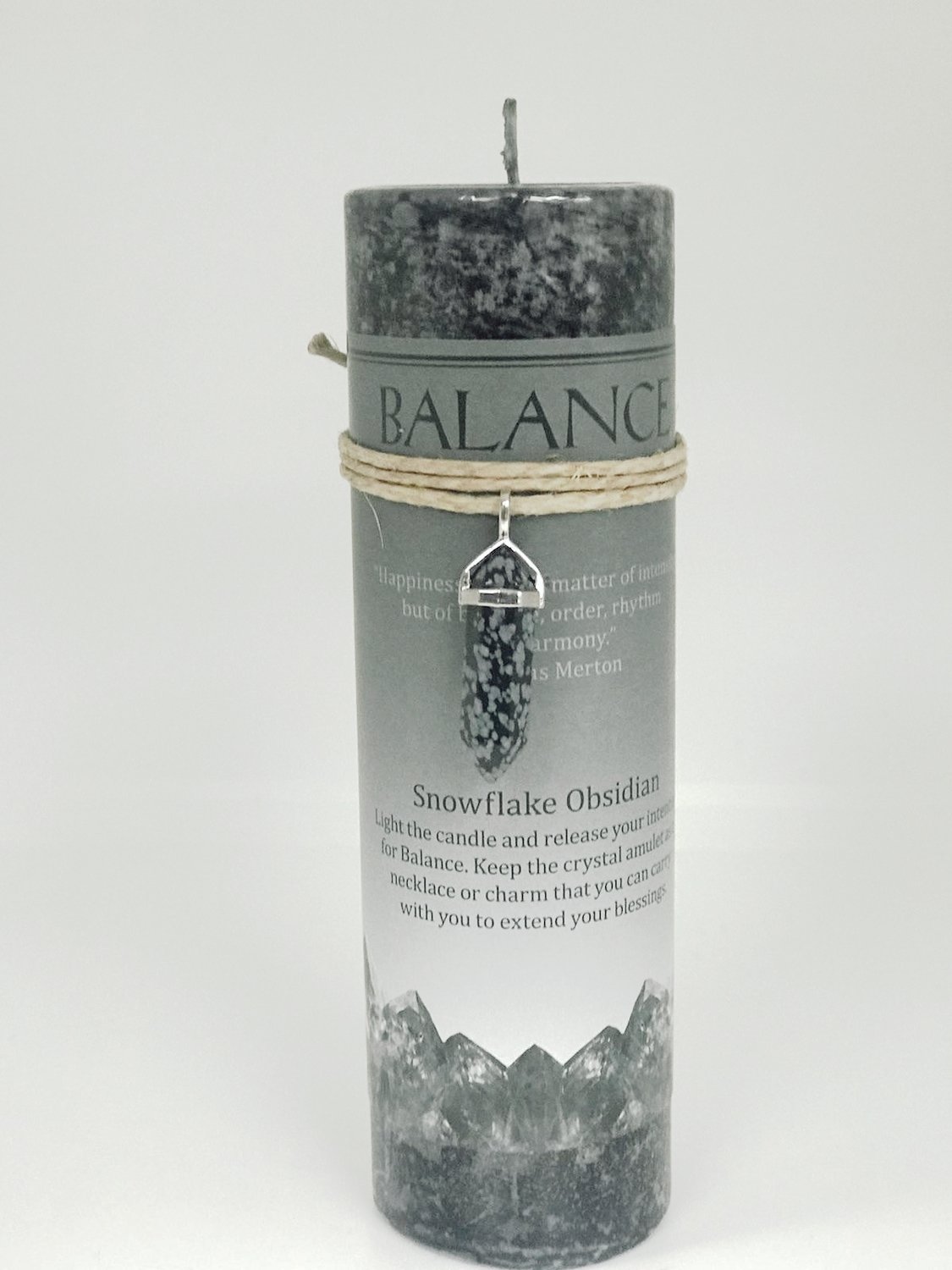 Balance Candle with Snowflake Obsidian Pendant