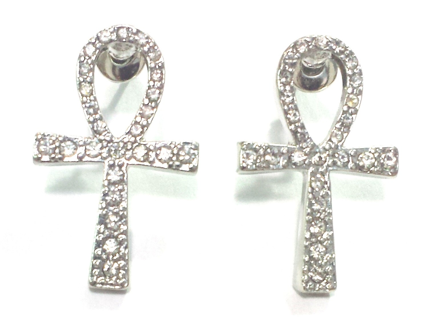 Ankh Stud Earrings (Silver Color)